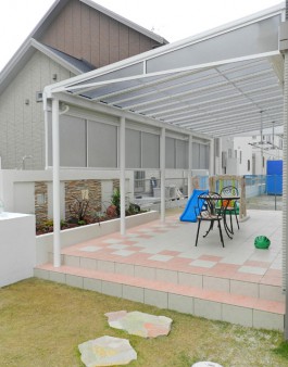 福岡県大野城市　Y様邸　テラス　ガーデン　ガーデニング　タイル　花壇　施工例　デザイン