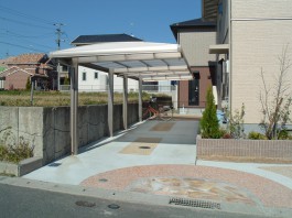 福岡県宗像市I様邸カーポート・車庫のエクステリアデザイン例。