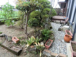 福岡県大牟田市の庭・ガーデンリフォーム工事前。デッキとココマでマイホームガーデンへ。